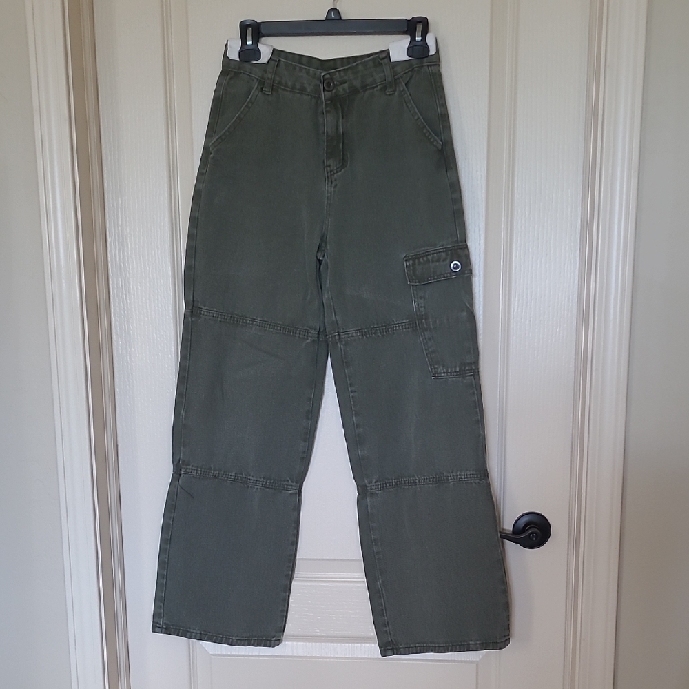 Green Cargo Pants Wide Leg Denim Size S